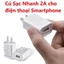 Củ Sạc Nhanh 2A cho điện thoại Smartphone - Củ sạc điện thoại đầu ra USB, sạc nhanh, an toàn, chống chai pin, dây sạc