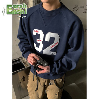 Áo hoodie cổ tròn thêu họa tiết cổ điển kiểu Mỹ, phù hợp nam và nữ