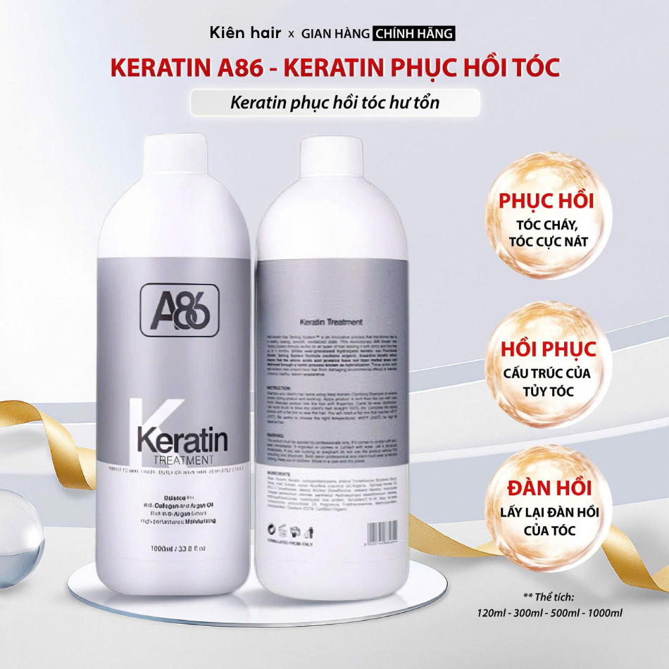 Keratin A86, Keratin phục hồi tóc hư tổn, tóc nhũn, tóc cháy khô xơ, bông xù chai 1000ml | Trunghair