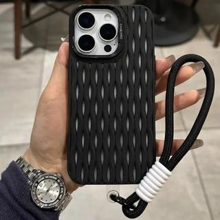 Lưới Rỗng Lỗ Tản Nhiệt Ốp Lưng Làm Mát Cho iPhone 16 15 14 Plus 13 12 11 16 Pro Max Silicon Mềm Dây Đeo Cổ Tay Bao