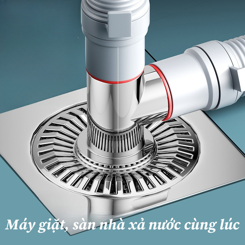 Nắp Ống Xả Máy Giặt- Ngăn Mùi Chống Tràn Đầu Nối Ống Nước 90 Độ Lắp Ga Thoát Sàn Chất Liệu Nhựa ABS 2in1