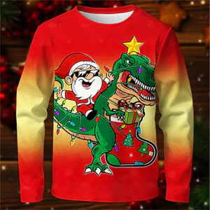 Mới Áo Thun Ông Già Noel Nam Dài Tay, Cổ Tròn - Phù Hợp Xuân Thu