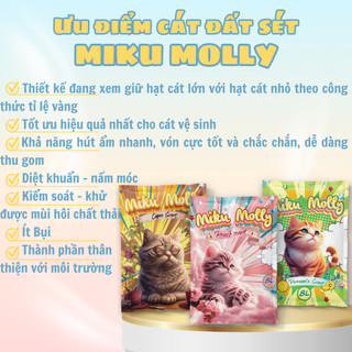 Cát vệ sinh cho mèo Miku Molly  8L vón cuc siêu tốt ít bụi hương thơm dễ chịu
