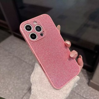 Hàn Quốc Màu Cam Bạc Lấp Lánh Bột Bảo Vệ Toàn Ống Kính Ốp Lưng Điện Thoại iPhone 17Promax 17Pro 16Promax 12 13 14 15 Pro Max Silicon Chống Sốc Nữ Điện Thoại Di Động