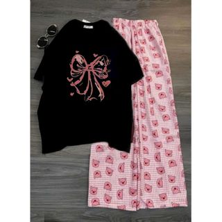 SÉT BỘ ĐỒ NỮ QUẦN HEO HỒNG + PHỐI ÁO PHÔNG  -HÌNH NƠ SIÊU XINH-thuba94