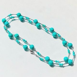 [N1171] Vòng Cổ, Dây Chuyền Ngọc Nhân Tạo Đá Khoá Nam Châm Cao Cấp Xanh tiffany Dài 90cm - Daisyn.