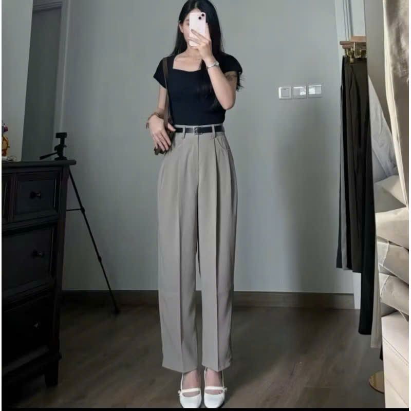 Quần công sở baggy thụng túi tròn vải gold nhật cao cấp , lưng cao cạp cao phong cách hàn quốc Q02