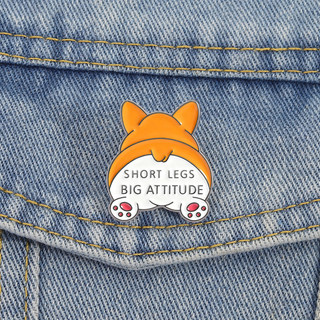 Huy hiệu corgi dễ thương làm bằng kim loại có pin sạc, thiết kế ngắn legs lớn attitude - Quà tặng độc đáo dành cho bạn bè
