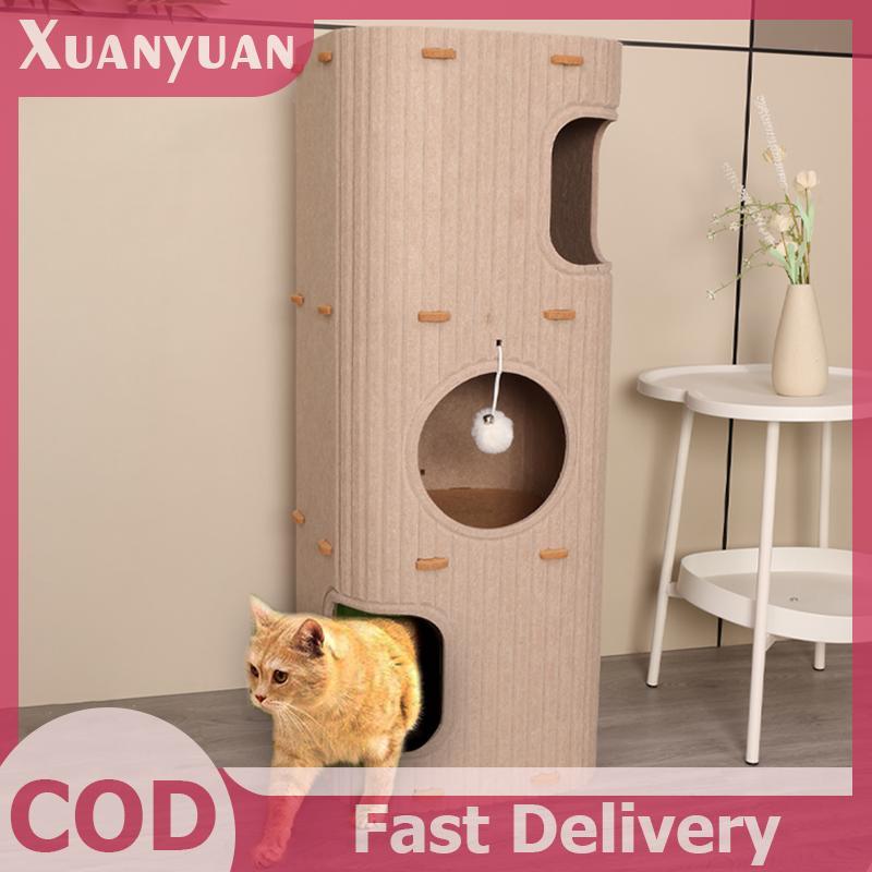 XUAN Tấm nỉ nhiều lớp Khung leo núi Giường lỗ cây hai lớp Thích hợp cho mọi mùa và nhiều mèo VN