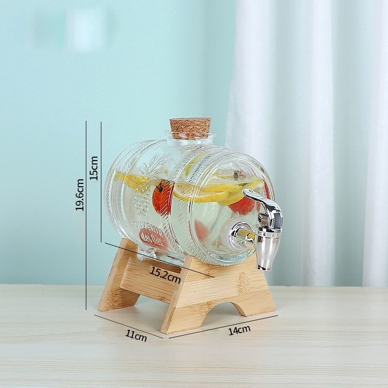 Bình thủy tinh đựng rượu dung tích 3 lít - 5 lít tặng kèm vòi và kệ gỗ dày dặn