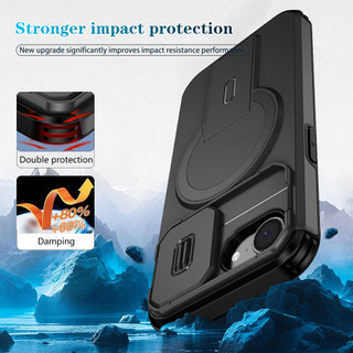 Dành Cho iphone 16E / 17E Ốp điện thoại Có Trượt Camera Nắp Từ Tính Chân Đế Chống Sốc Mỏng Vỏ