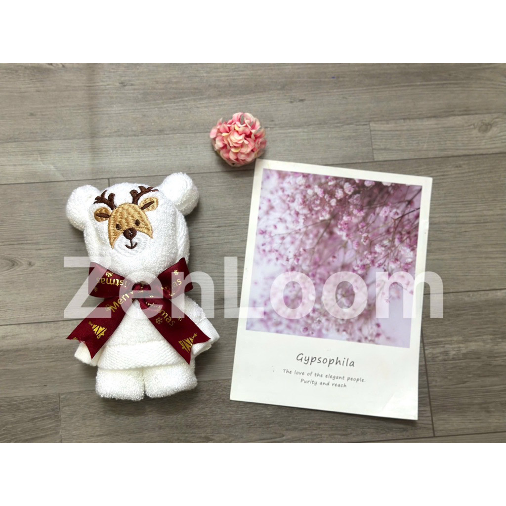 Khăn mặt Noel 30x50cm Cotton 100% – Khăn thêu gấp hình đẹp – Quà tặng Giáng Sinh độc đáo