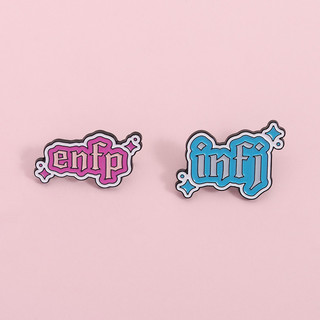Trâm cài men kim loại pin INFJ & ENFP - Huy hiệu balo màu xanh hồng làm quà tặng