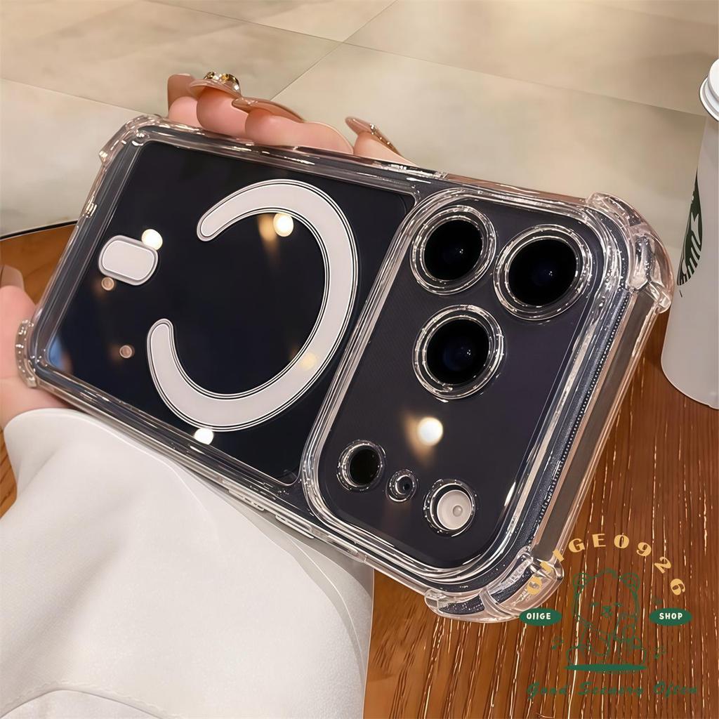 【 Ốp lưng iPhone17 】 Vỏ điện thoại từ tính túi khí Acrylic chống rơi iphone17 Pro Max16 15 14 13 cho vỏ iPhone Vỏ mềm silicon TPU chống sốc