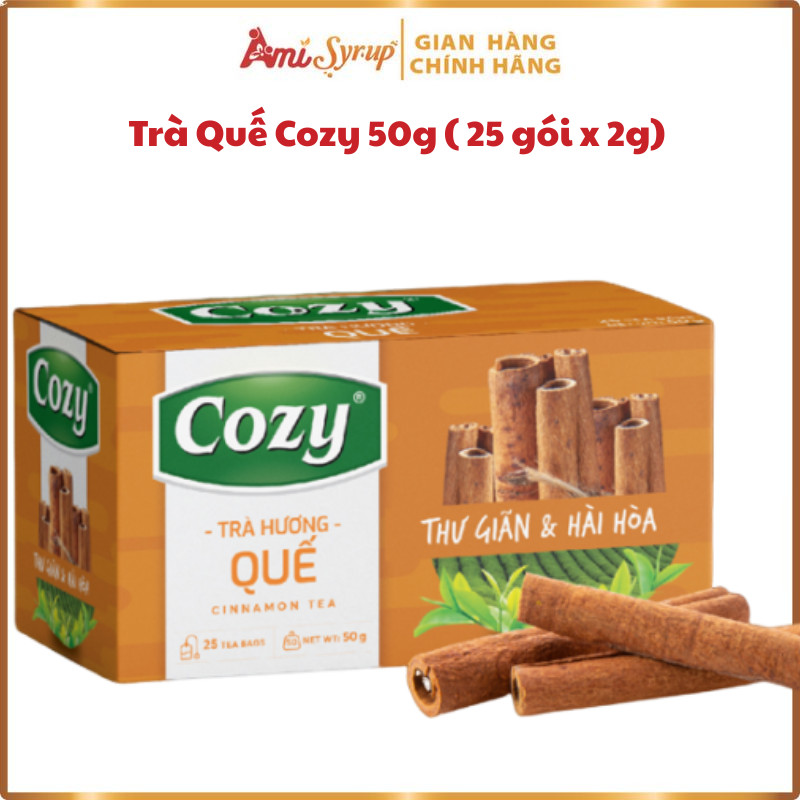 Trà Quế Cozy 50g Gồm 25 gói x 2g, Đậm Đà, Ấm Áp Thơm Vị Quế