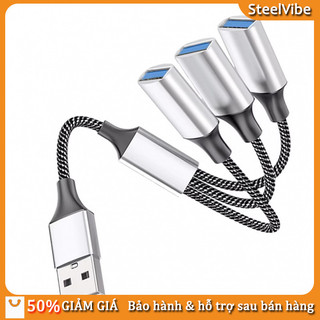 Bộ sạc ô tô 3 cổng, cáp chuyển Type-C sang USB - Công suất 10W, tương thích camera hành trình