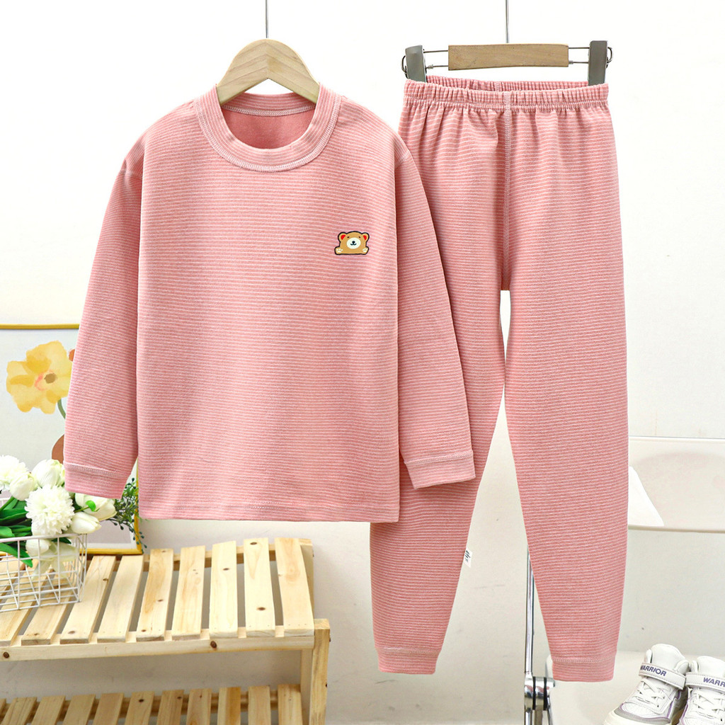 Mùa Thu Phong Cách Mới Bộ Đồ Lót Trẻ Em Bé Trai Bé Gái Dài Tay Quần Áo Thu Đông Dài Tay Quần Dài Tay Loungewear # * FAMR