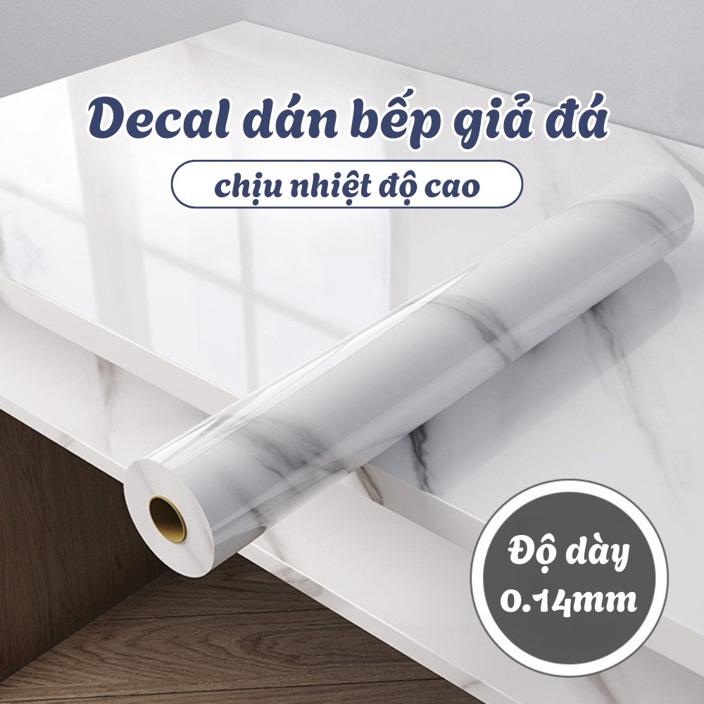 Decal Dán Bếp Chống Bám Dầu Mỡ Cao Cấp Vân Đá Marble Chống Thấm Nước, Chịu Nhiệt, Dễ Lau Chùi DINO