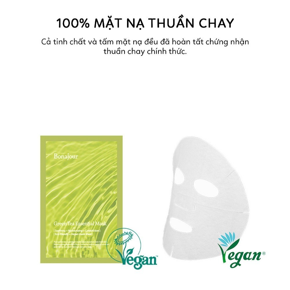 [QUÀ TẶNG] Mặt nạ dưỡng ẩm se khít lỗ chân lông BONAJOUR GREEN TEA ESSENTIAL MASK | DAMDAVN
