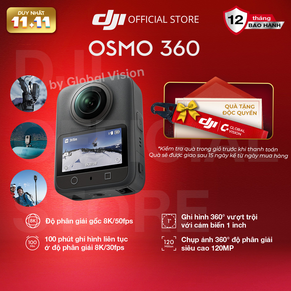 Camera hành động DJI Osmo 360 cảm biến 1/1.1 inch, quay video 360 độ đột phá chuẩn 8K (DJI O360)