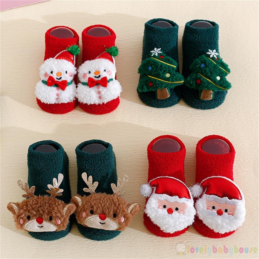 LBH-Toddler Baby Soft Dễ thương Cây thông Noel / Người tuyết / Tuần lộc / Ông già Noel Tất chống trượt cho trẻ sơ sinh trong nhà