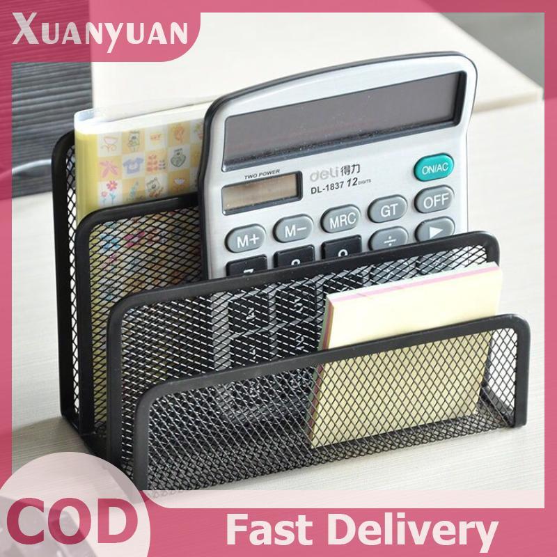 XUAN 1 Chiếc Màu Đen Để Bàn Văn Phòng Lưới Lưu Trữ Kim Loại Ba Lớp Thẻ Kinh Doanh Tập Tin Đồ Dùng Văn Phòng Giá Để Đồ VN