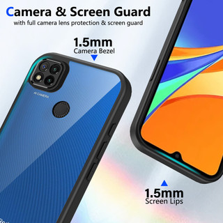 Dành Cho Redmi 9C / 10A Ốp điện thoại Cứng Aryclic Trong Suốt Khung Silicon Mềm Chống Rơi Mỏng Bao