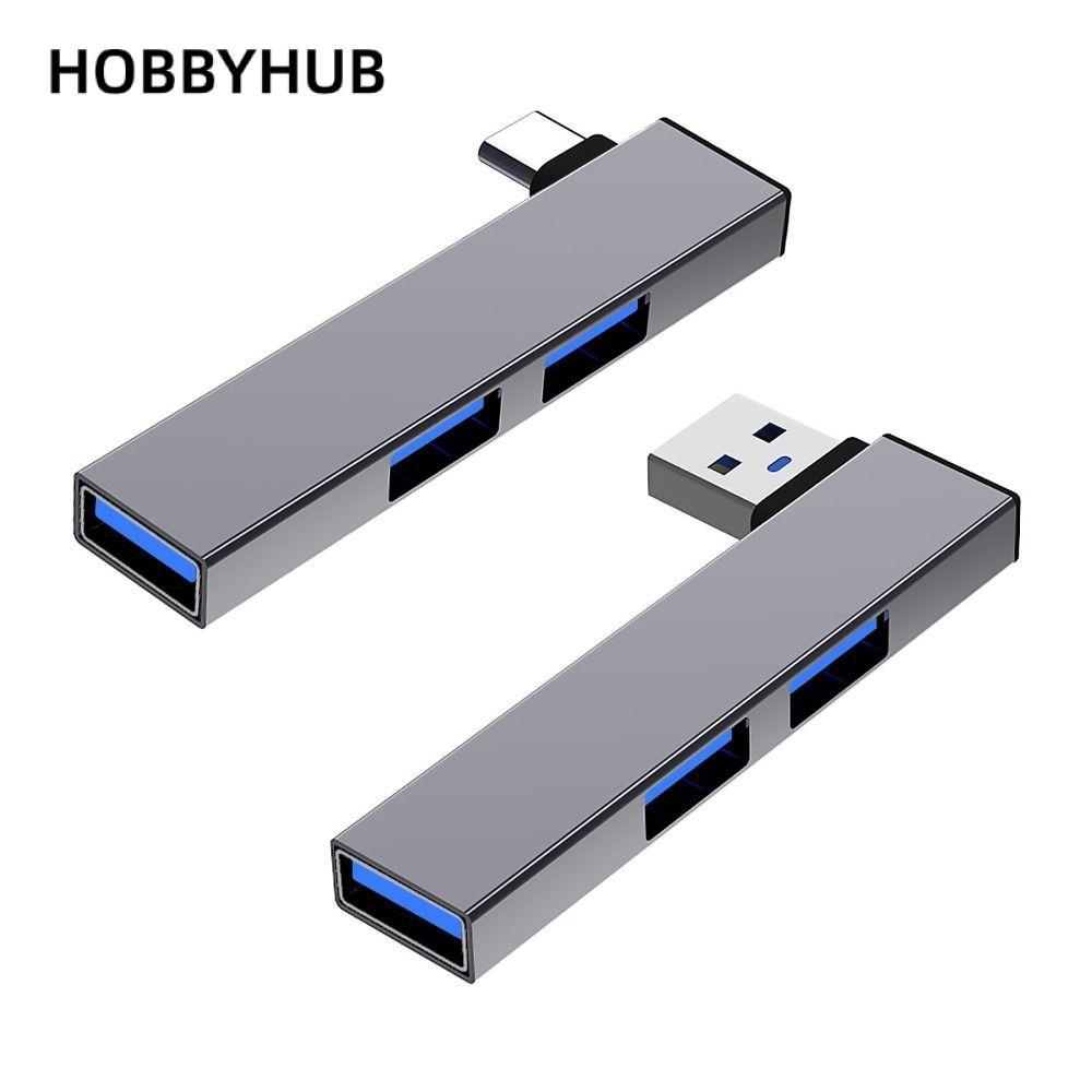 Bộ chia HOBBYHUB Type-C, HUB USB-C tốc độ cao 3 TRONG 1, Khuỷu tay đa năng Hợp kim nhôm Laptop PC Bộ chuyển đổi OTG Phụ kiện máy tính