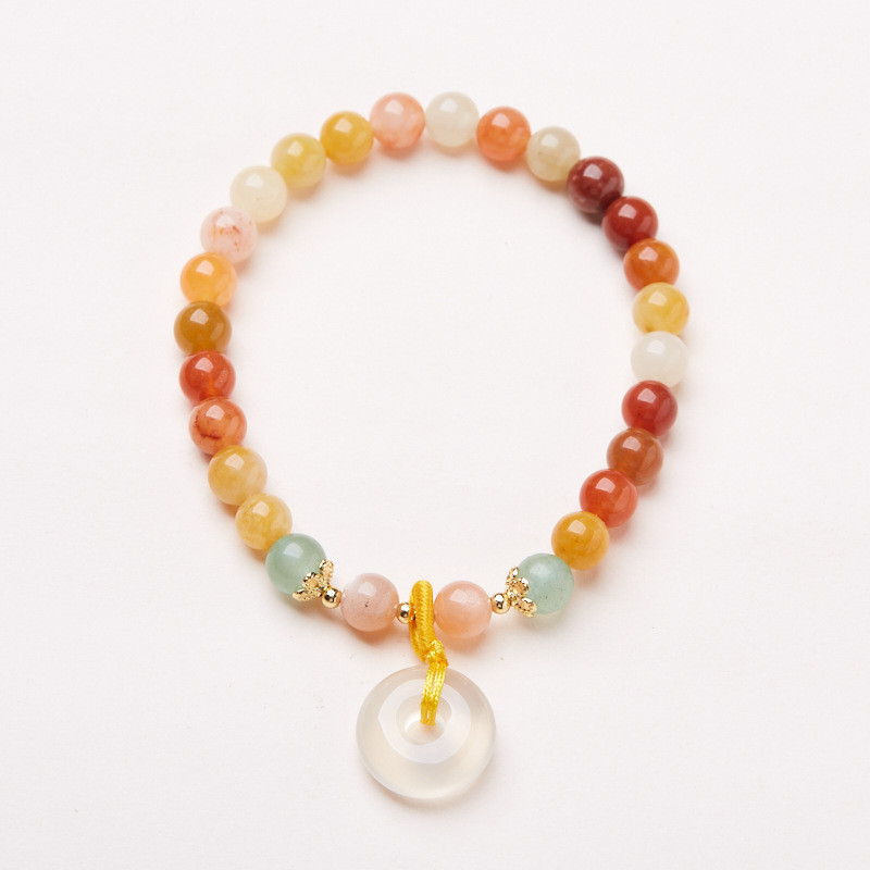 Vòng tay mã não Chalcedony lụa tự nhiên