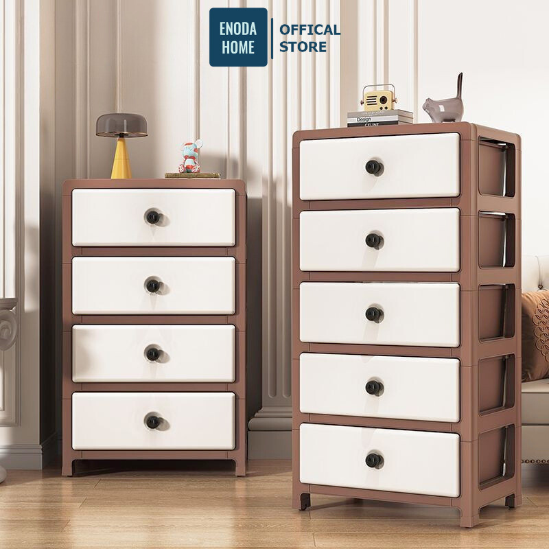 Tủ Nhựa Ngăn Kéo Nhiều Tầng ENODA HOME, Tủ Nhựa Đựng Đồ Đa Năng Tự Lắp Ráp Thiết Kế Hiện Đại Có Bánh Xe TUN017