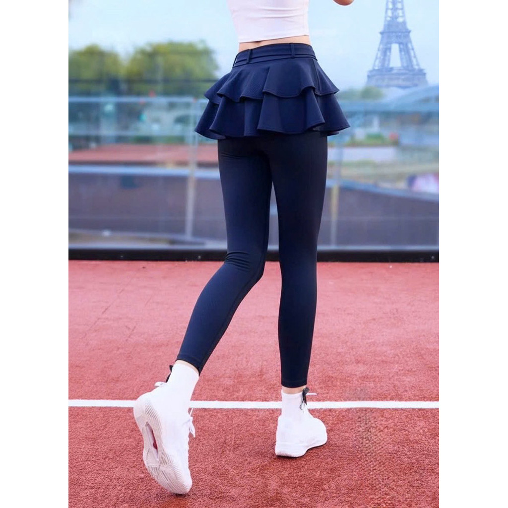 [Pickleball] Quần dài có lớp giả váy 2 tầng Pompeche thể thao thích hợp tập Tennis,yoga, chạy bộ,Pickleball...