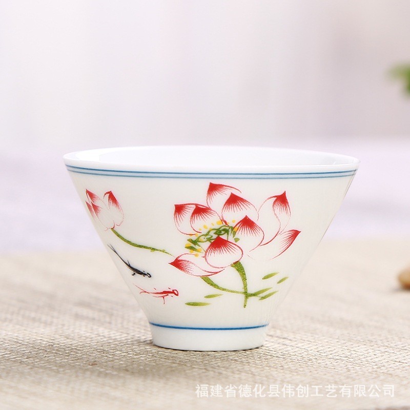 Chén Sứ Cảnh Đức Dùng Thưởng Trà Bằng Sứ Thanh Khiết Thấu Quang Dung Tích 50 ml