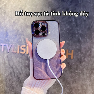 Ốp lưng iPhone lấp lánh từ tính, chống sốc, tích hợp kính bảo vệ camera cho iPhone 11 12 13 14 15 16 17 Pro Max 17 air
