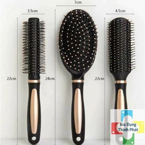 Bộ 3 Lược Gỡ Rối Tóc Chống Tĩnh Điện, Massage Thư Giãn Da Đầu An Toàn, Lược Tạo Kiểu Chuẩn Salon