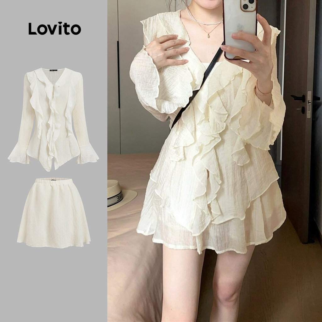 Lovito Áo trơn trơn thường ngày có lớp lót có áo hoặc váy an toàn cho nữ L61AD100 