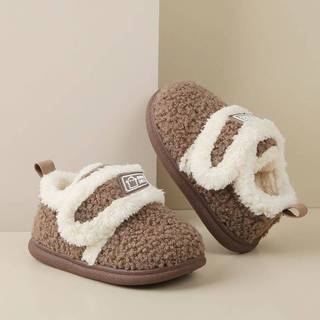 W Mùa Đông Trong Nhà Cho Bé Nhà Dép Cotton Trẻ Em Rễ Quấn Bé Trai Bé Gái Lót Lông Cừu Tiện Lợi Giày Cotton Chống Trơn Trượt Giày Ấm Áp