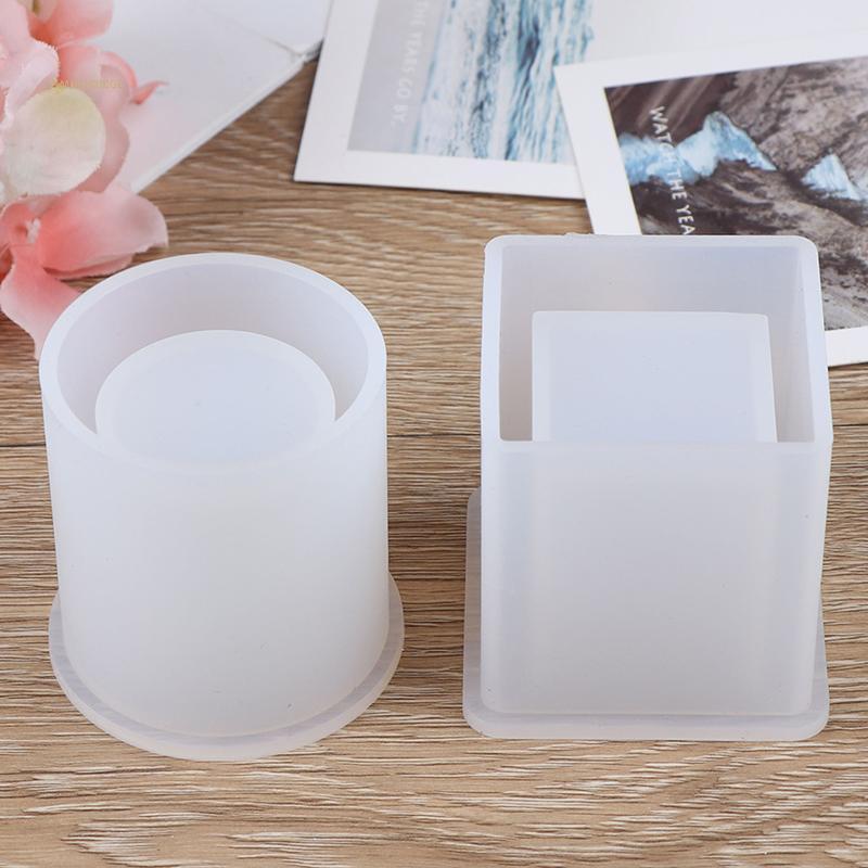 Khuôn Silicon vuông tròn đựng bút và bảo quản nhựa Epoxy