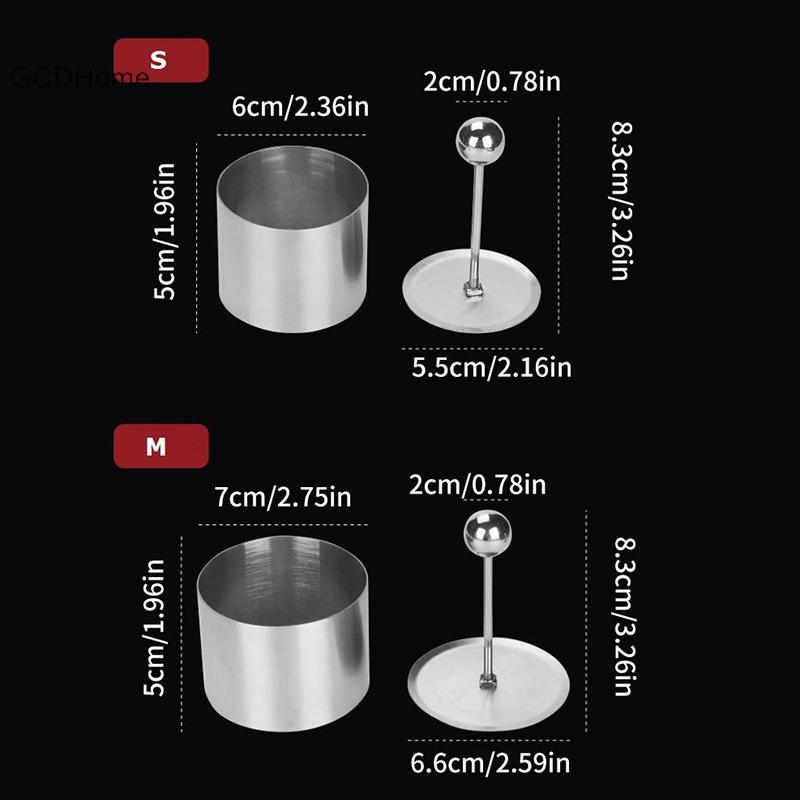 GCDHome Mới Khuôn Cơm Tròn Có Đẩy Thép Không Gỉ Món Tráng Miệng Mousse Bánh Vòng Dễ Dàng Demoulding Sushi Làm Khuôn Dụng Cụ Nhà Bếp HOT