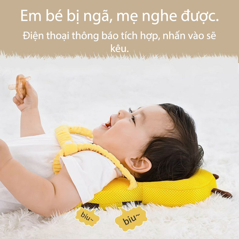 Gối Tập Đi Cho Bé Cỡ Lớn 36cm, Bảo Vệ Đầu Và Lưng Chống Ngã Hiệu Quả, An Toàn Cho Bé Tập Bò Tập Đi, Có Quai Đeo Êm Ái