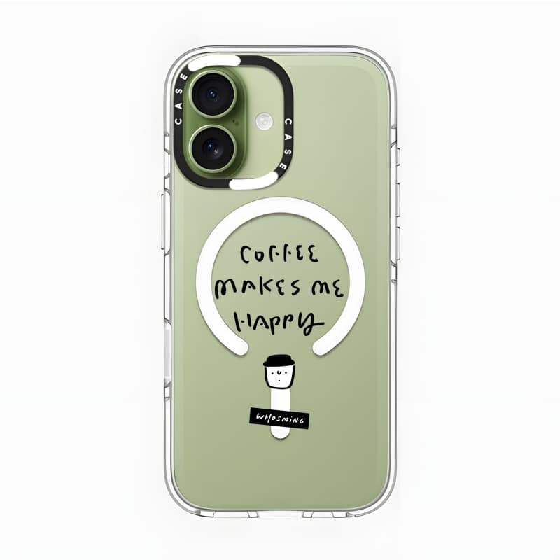 CASECASE X Coffee Makes Me Happy Case Impact Vỏ hút từ tính trong suốt cho iPhone 17 / 16 / 15 / 14 / 13 Pro Max | Ốp lưng Acrylic pha lê trong suốt có bao bì cao cấp