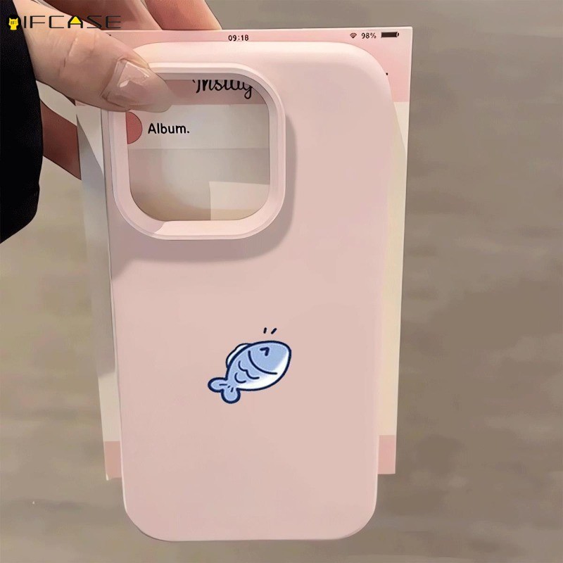 Tương Thích Cho Redmi Note 15 14 13 12 Turbo 12R 12T Pro Plus Ốp Điện Thoại Cá Xanh Dễ Thương Hoạt Hình Đơn Giản Màu Kẹo Mờ Chống Sốc Vỏ Mềm