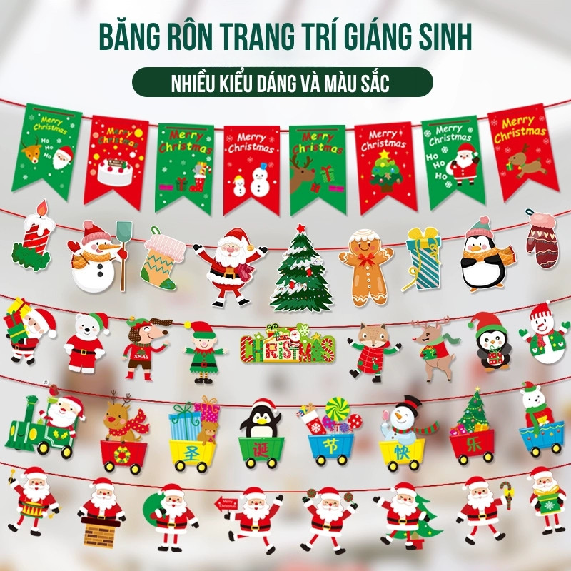 Dây Treo Trang Trí Noel – Biểu Ngữ & Dây Treo Vui Vẻ Với Họa Tiết Sinh Động Trang Trí Không Gian Đón Giáng Sinh