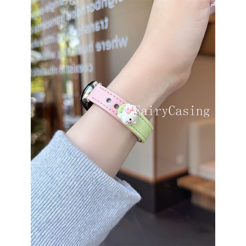 Dây Da Hoạt Hình Thích Hợp Cho Xiaomi Band 10 9 8 NFC Cho Mi Band 3 4 5 6 7 Cho Mi Band 8Pro 9 / 10 Pro Dây Đeo Tay