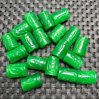 Hạt Thùng Ngọc Mã Lai Khắc Xanh 12*15mm - Phụ Kiện DIY Cho Vòng Tay