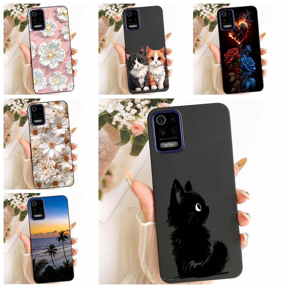 Dành Cho LG K52 Q52 / LG K61 Q61 2020 Ốp Điện Thoại Hoạt Hình Mèo Thời Trang Sang Trọng Hoa Bướm Vỏ Silicon Mềm Màu Đen