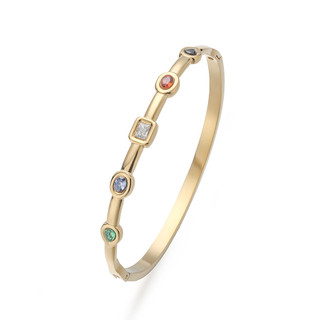 Châu Âu Mỹ ins Phong Cách Mới Vòng Tay Inox Zircon Mạ Vàng 18K Nữ