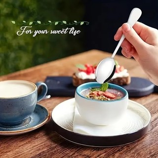 5 / 10 / 15 Chiếc Thìa Tay Cầm Dài Bằng Thép Không Gỉ - Thìa Tráng Miệng Bạc Dày Dao Kéo Nhà Bếp