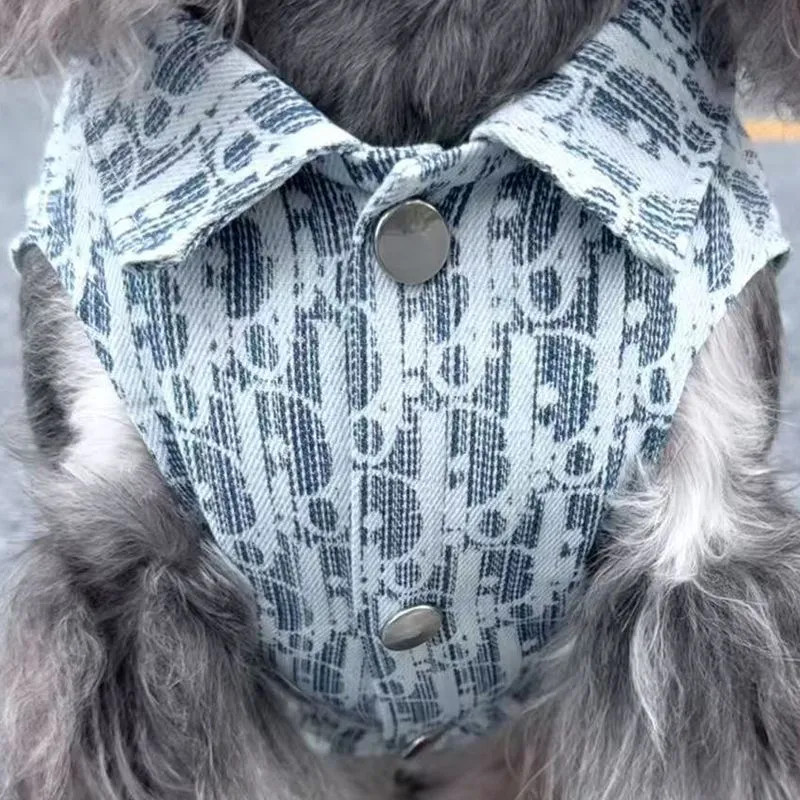Mùa Thu Đông Thú Cưng Denim Áo Vest Phong Cách Chống Gió Chống Tĩnh Điện Cho Chó Chó Nhỏ Yorkshire