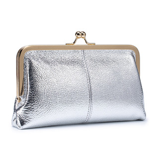 Túi ly hợp dài bằng da thật chính hãng chỉ dành cho nữ, Túi kẹp ví da bò lớp đầu tiên kiểu dáng, Miệng vàng đóng cửa dung tích lớn Túi đựng tiệc ly hợp