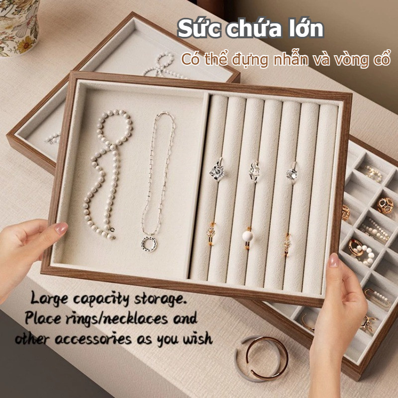 Hộp Gỗ Đựng Trang Sức Quả Óc Chó, Ngăn Kéo Trưng Bày Vòng Tay Vòng Cổ, Khay Bảo Quản Trang Sức Sang Trọng